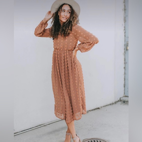 Burgundy Swiss Dot Dress - Picture 3 of 3